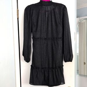 Loft NWT Black with silver shimmer dress. Includes black slip. MEDIUM petite
